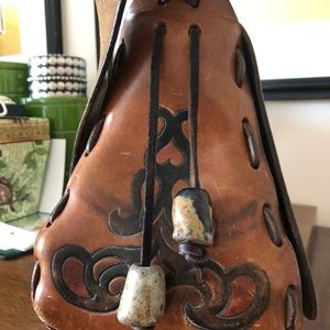 60s or 70s vintage handmade leather bag/purse.